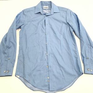 Calvin Klein Mens Blue Dress Button Down Shirt